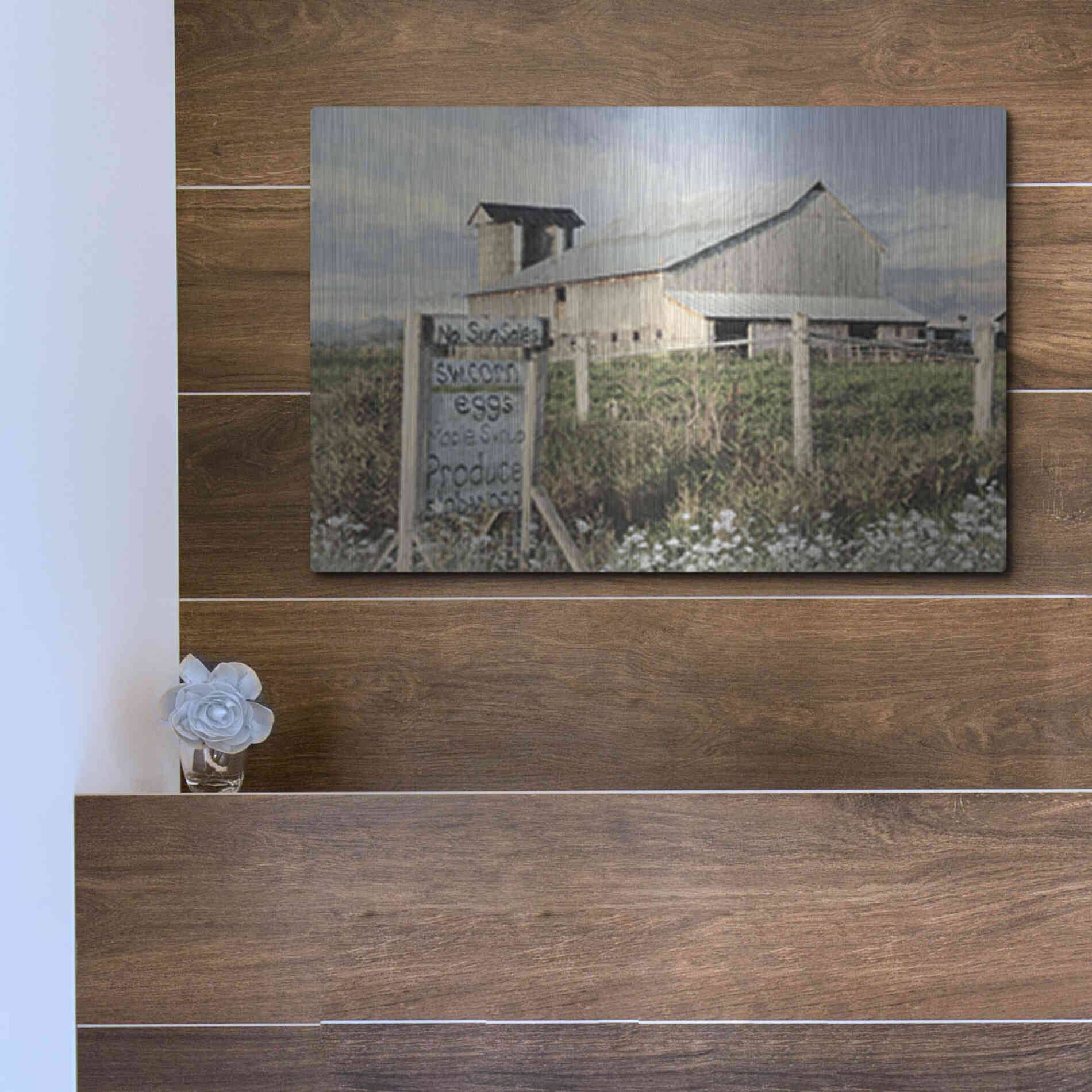 Luxe Metal Art 'Produce for Sale' by Lori Deiter, Metal Wall Art,16x12