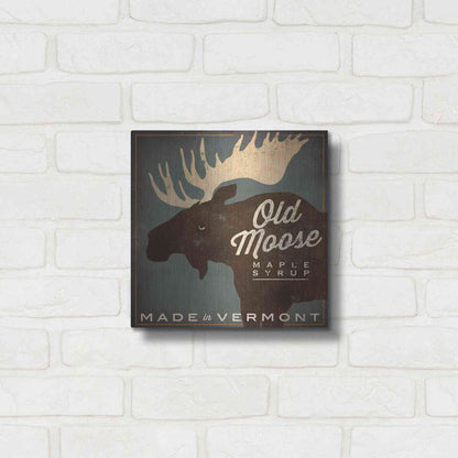 Luxe Metal Art 'Old Moose Maple Syrup Made in Vermont' by Ryan Fowler, Metal Wall Art,12x12