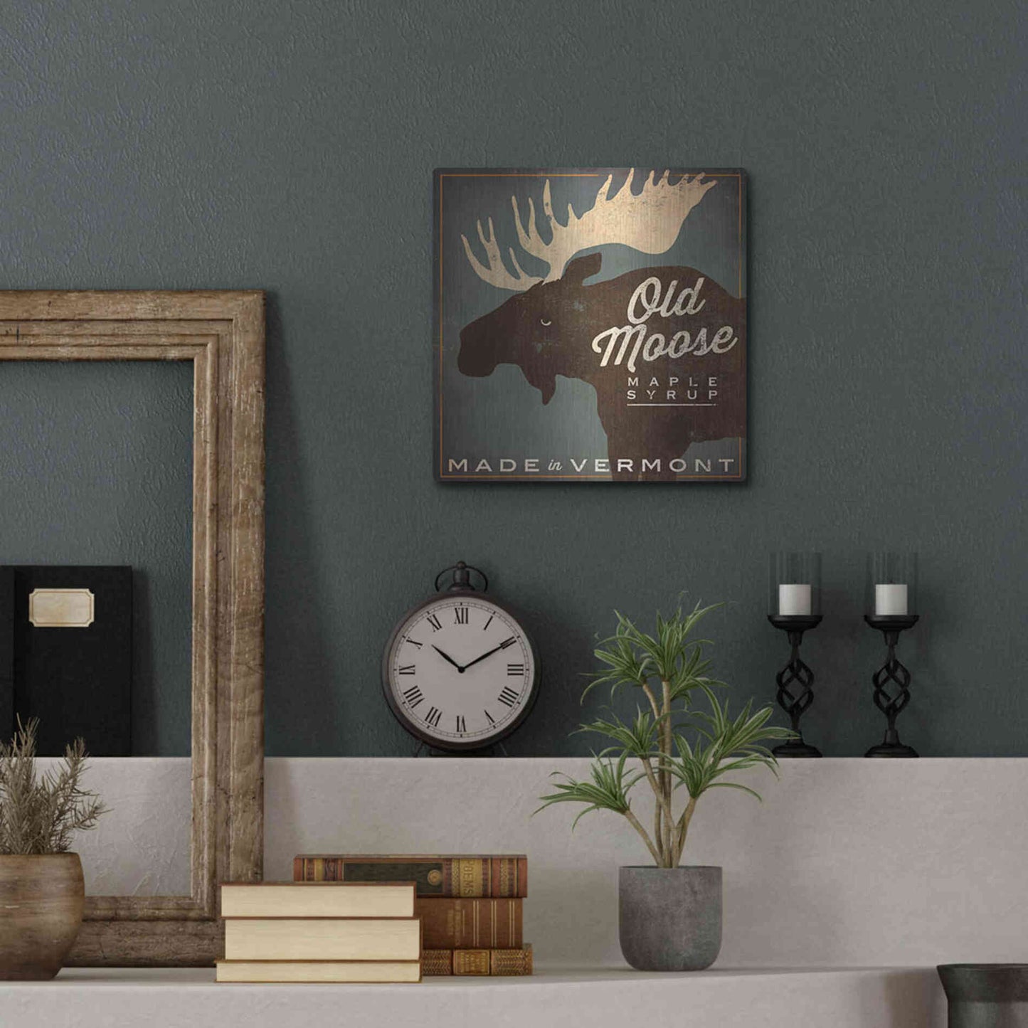 Luxe Metal Art 'Old Moose Maple Syrup Made in Vermont' by Ryan Fowler, Metal Wall Art,12x12