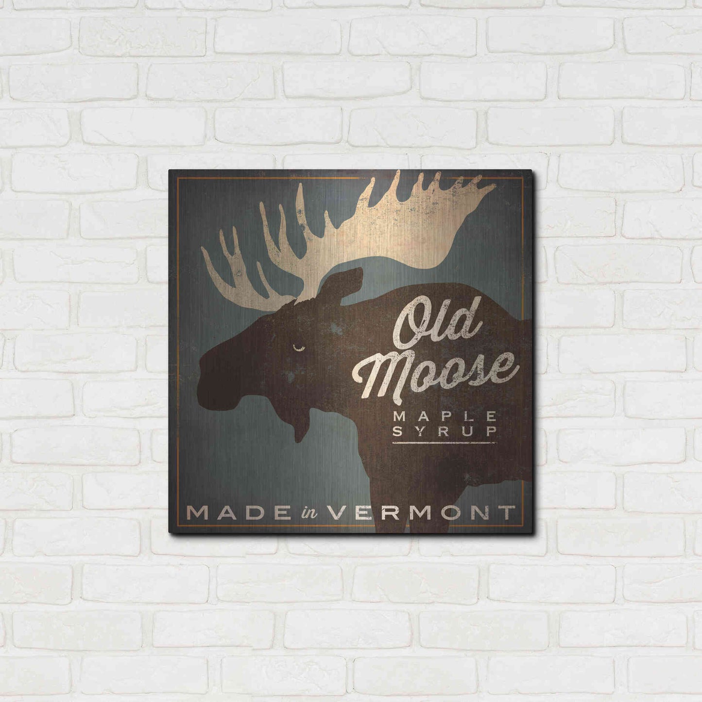 Luxe Metal Art 'Old Moose Maple Syrup Made in Vermont' by Ryan Fowler, Metal Wall Art,24x24
