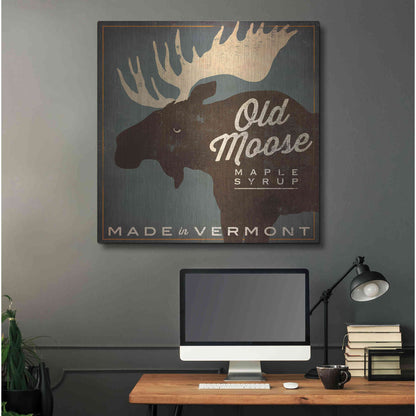 Luxe Metal Art 'Old Moose Maple Syrup Made in Vermont' by Ryan Fowler, Metal Wall Art,36x36