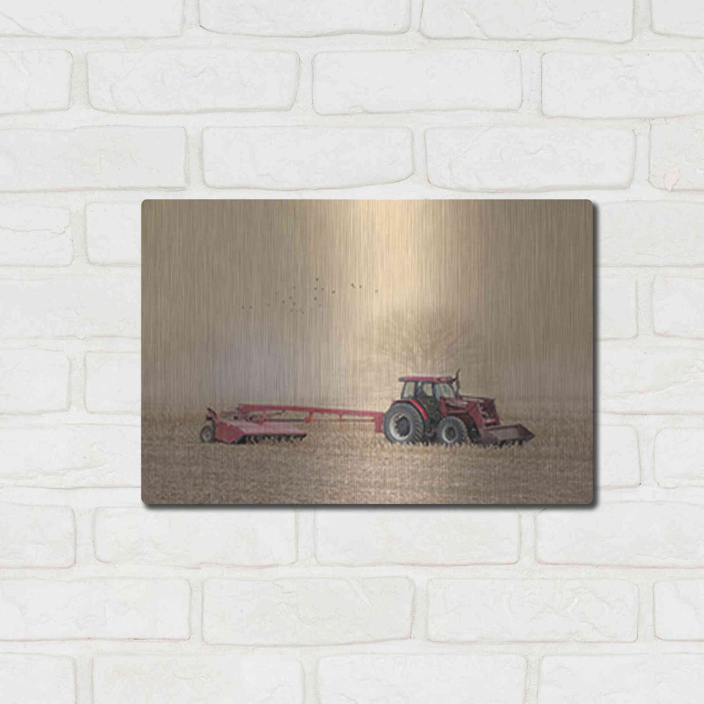 Luxe Metal Art 'Foggy Morning in the Field' by Lori Deiter, Metal Wall Art,16x12