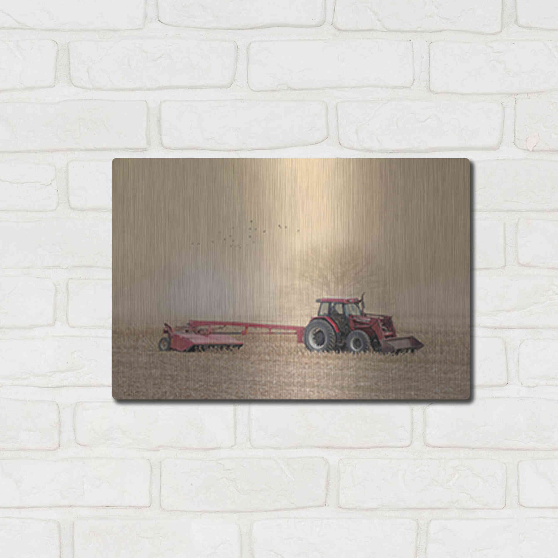 Luxe Metal Art 'Foggy Morning in the Field' by Lori Deiter, Metal Wall Art,16x12