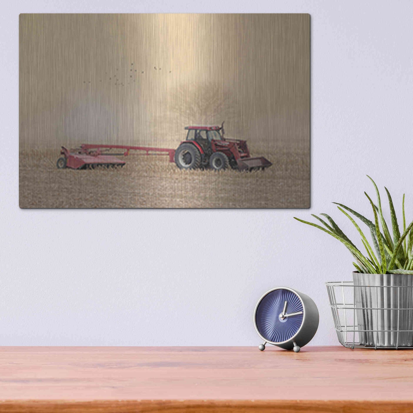 Luxe Metal Art 'Foggy Morning in the Field' by Lori Deiter, Metal Wall Art,16x12