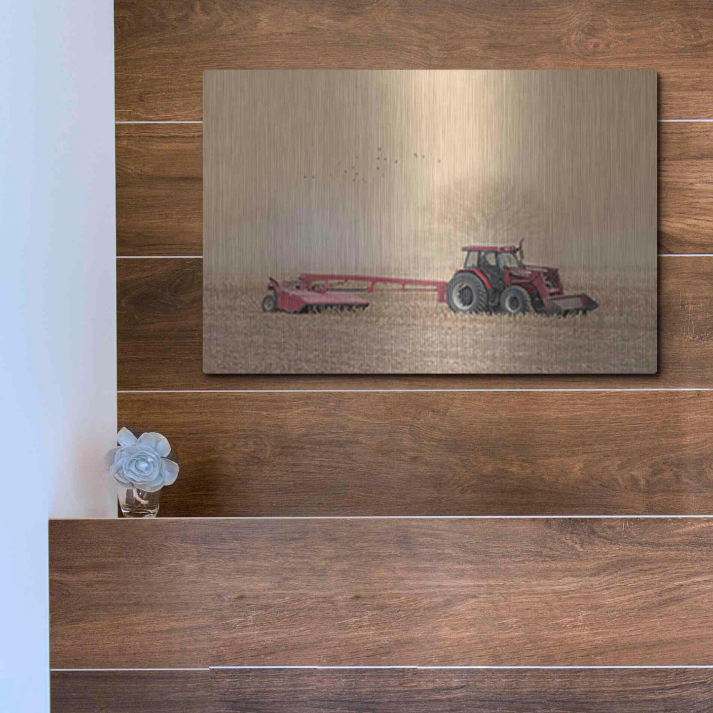Luxe Metal Art 'Foggy Morning in the Field' by Lori Deiter, Metal Wall Art,16x12