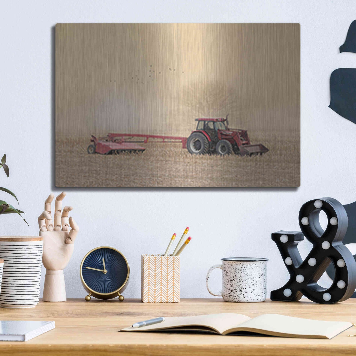 Luxe Metal Art 'Foggy Morning in the Field' by Lori Deiter, Metal Wall Art,16x12