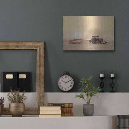 Luxe Metal Art 'Foggy Morning in the Field' by Lori Deiter, Metal Wall Art,16x12
