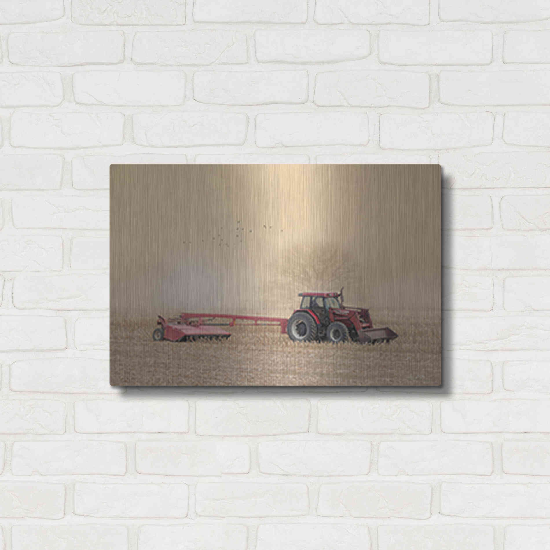 Luxe Metal Art 'Foggy Morning in the Field' by Lori Deiter, Metal Wall Art,24x16