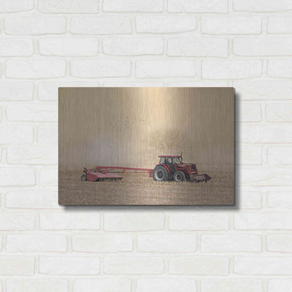 Luxe Metal Art 'Foggy Morning in the Field' by Lori Deiter, Metal Wall Art,24x16