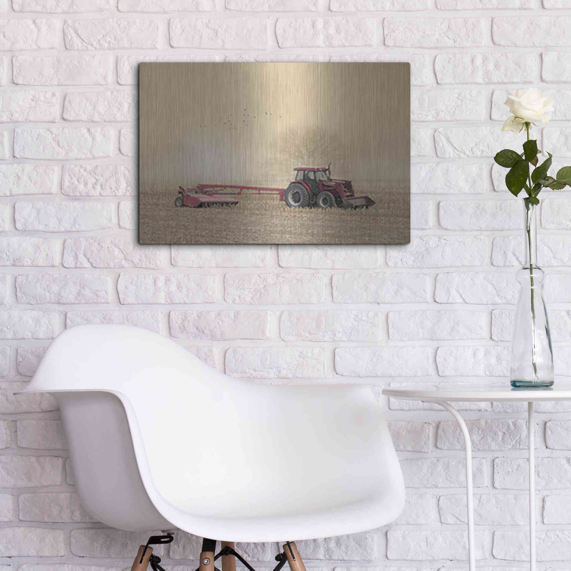 Luxe Metal Art 'Foggy Morning in the Field' by Lori Deiter, Metal Wall Art,24x16