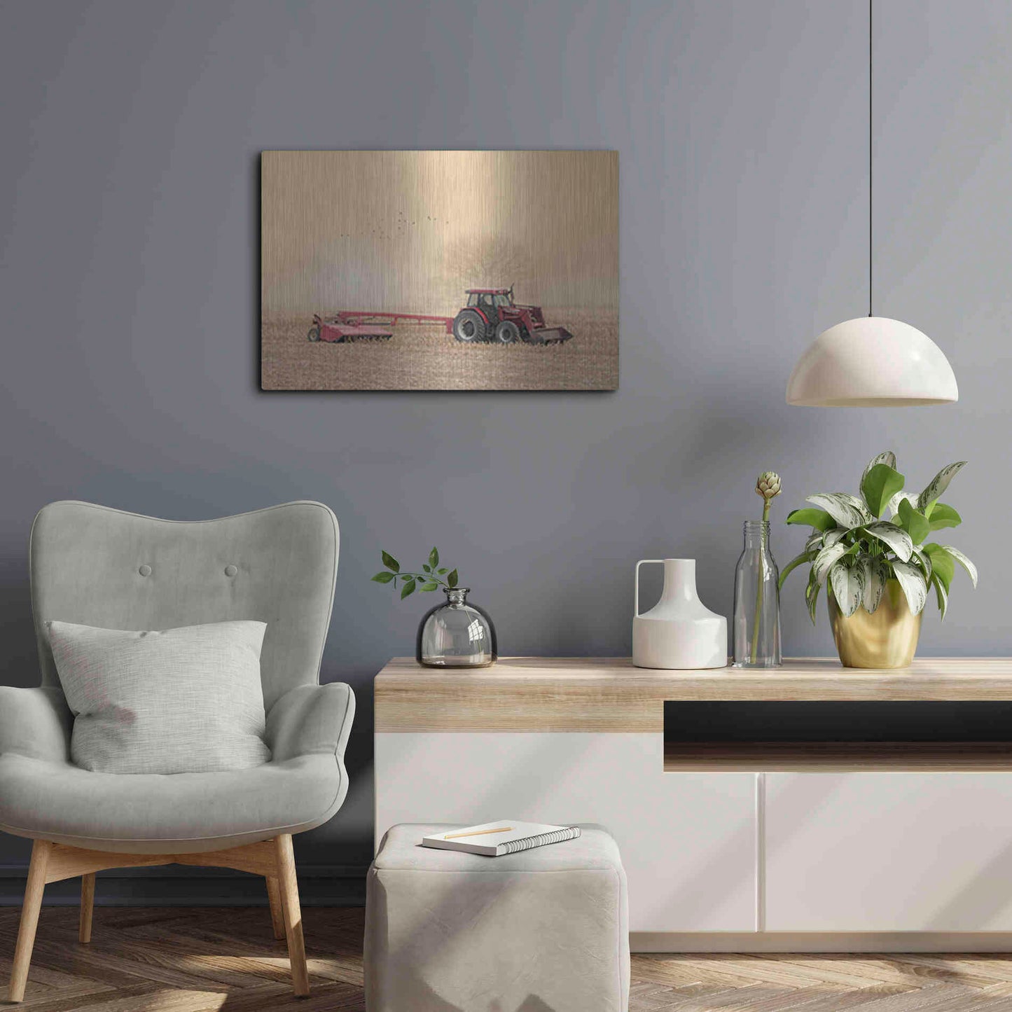 Luxe Metal Art 'Foggy Morning in the Field' by Lori Deiter, Metal Wall Art,24x16