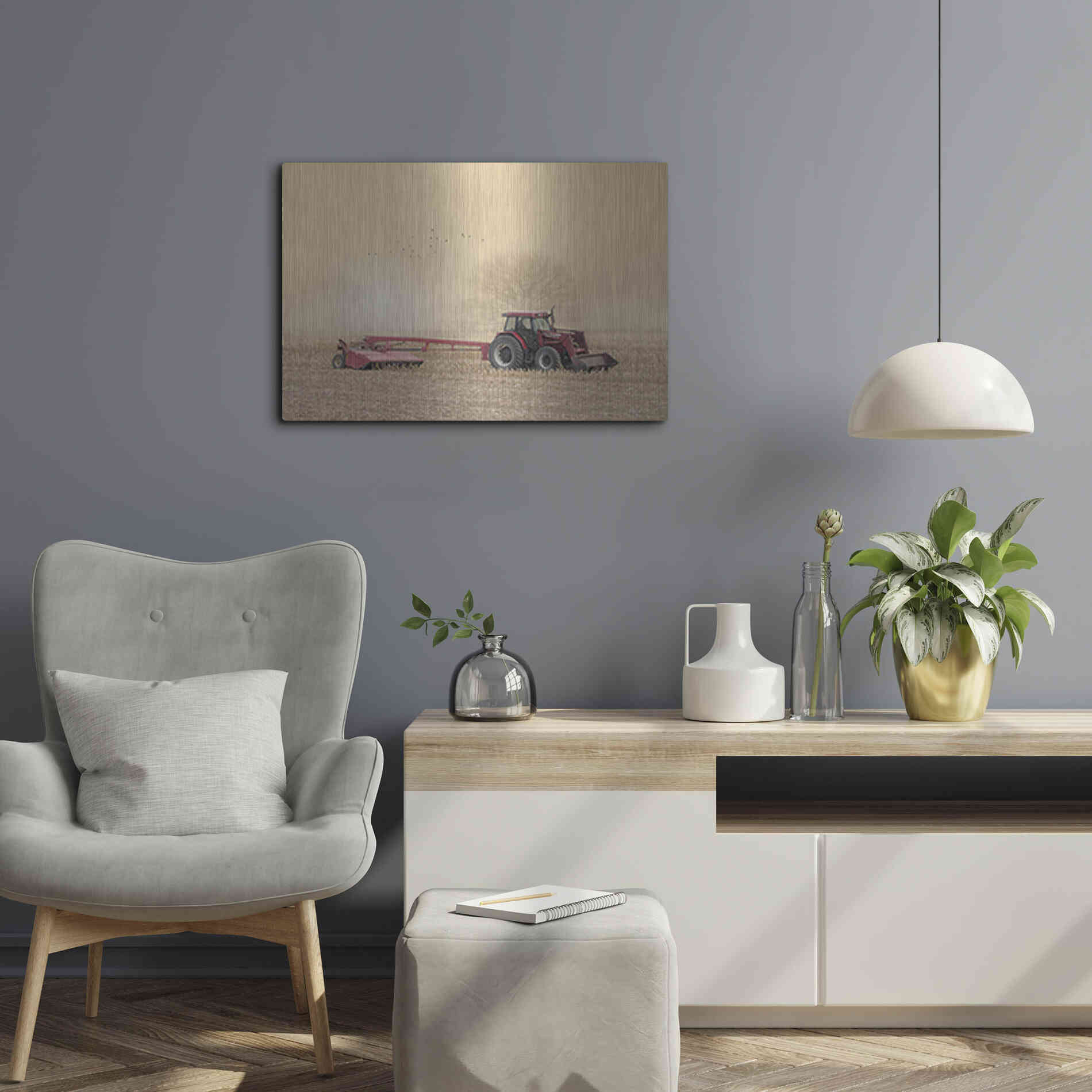 Luxe Metal Art 'Foggy Morning in the Field' by Lori Deiter, Metal Wall Art,24x16