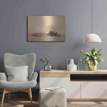 Luxe Metal Art 'Foggy Morning in the Field' by Lori Deiter, Metal Wall Art,24x16