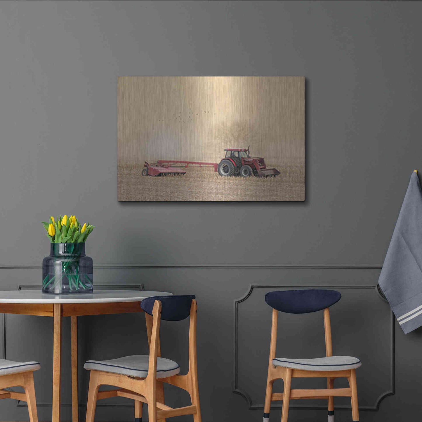 Luxe Metal Art 'Foggy Morning in the Field' by Lori Deiter, Metal Wall Art,36x24