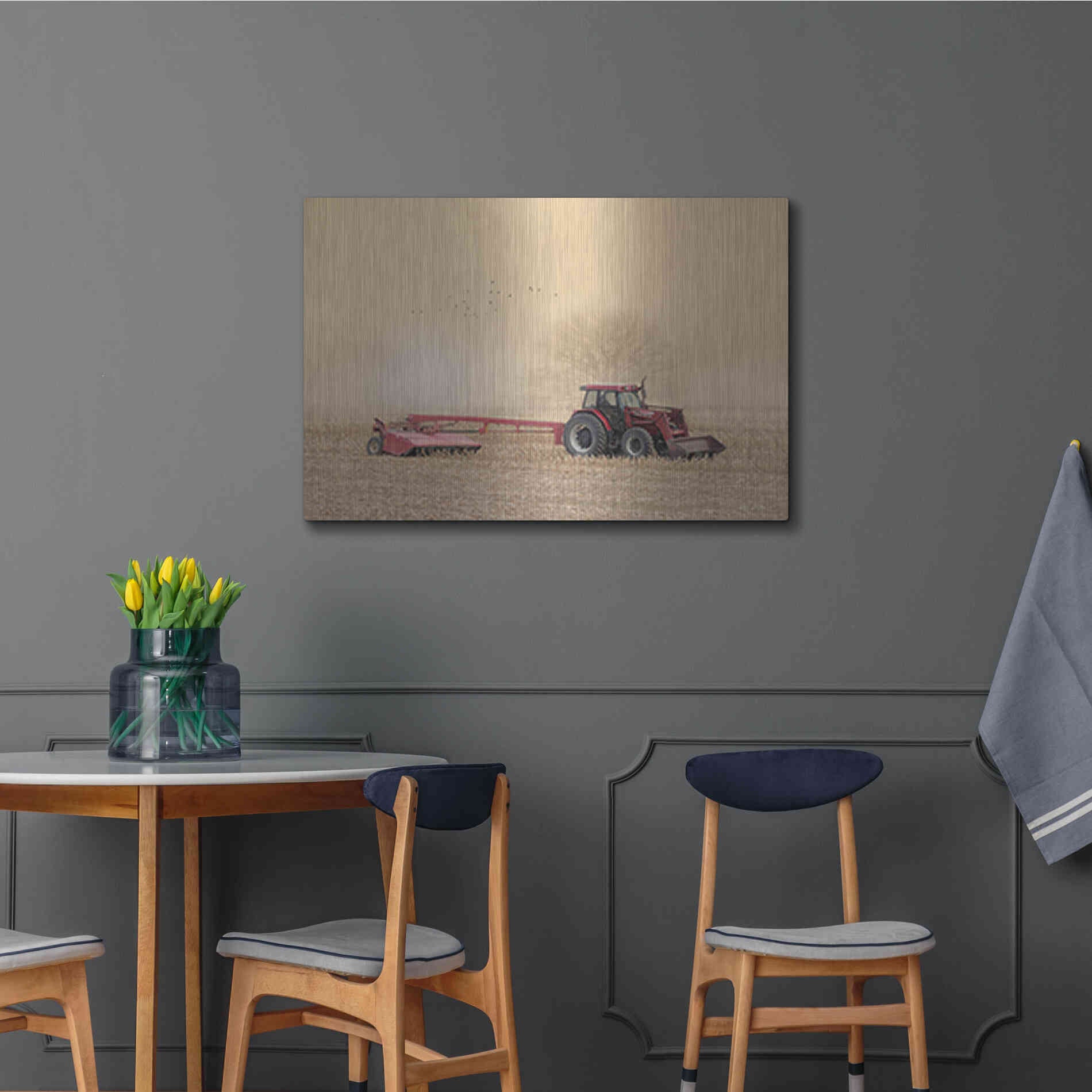 Luxe Metal Art 'Foggy Morning in the Field' by Lori Deiter, Metal Wall Art,36x24