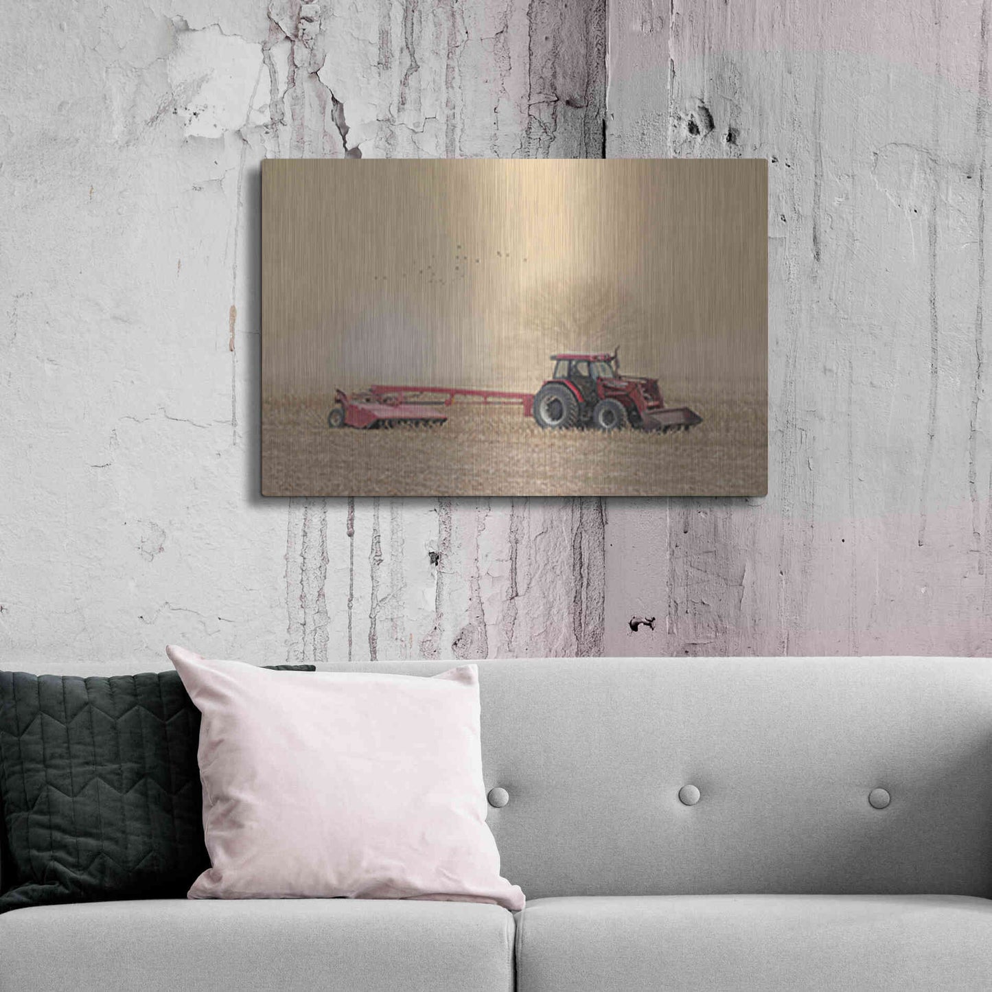 Luxe Metal Art 'Foggy Morning in the Field' by Lori Deiter, Metal Wall Art,36x24