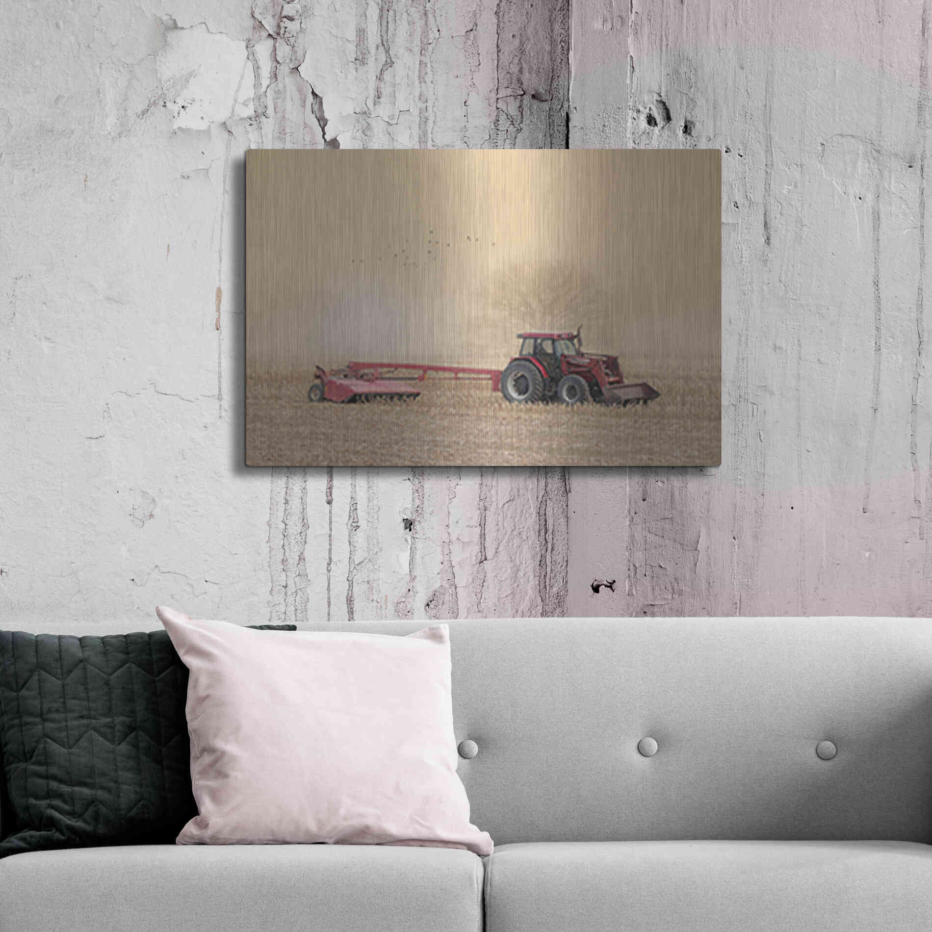 Luxe Metal Art 'Foggy Morning in the Field' by Lori Deiter, Metal Wall Art,36x24