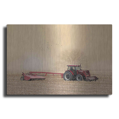 Luxe Metal Art 'Foggy Morning in the Field' by Lori Deiter, Metal Wall Art