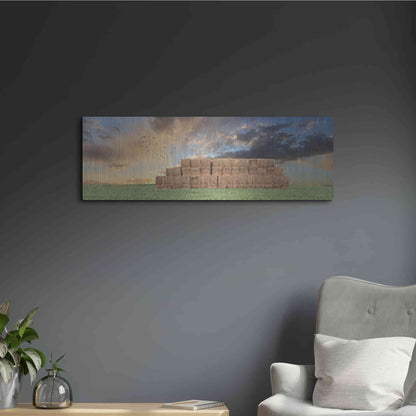 Luxe Metal Art 'Haystack Harvest' by Lori Deiter, Metal Wall Art,36x12