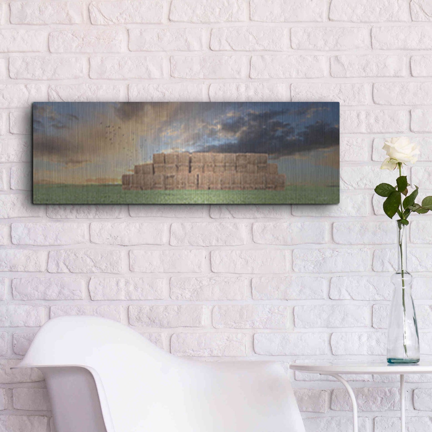 Luxe Metal Art 'Haystack Harvest' by Lori Deiter, Metal Wall Art,36x12