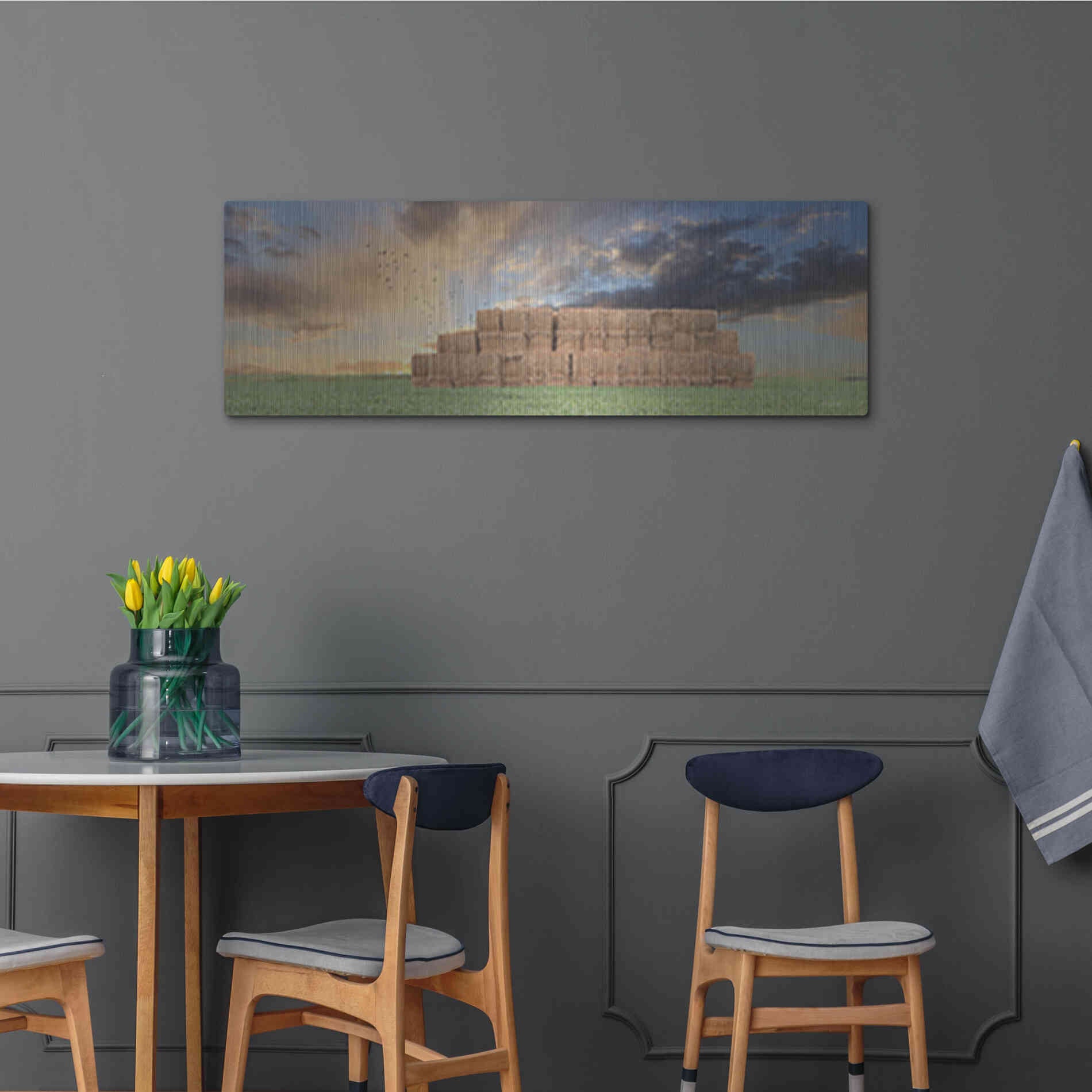 Luxe Metal Art 'Haystack Harvest' by Lori Deiter, Metal Wall Art,48x16