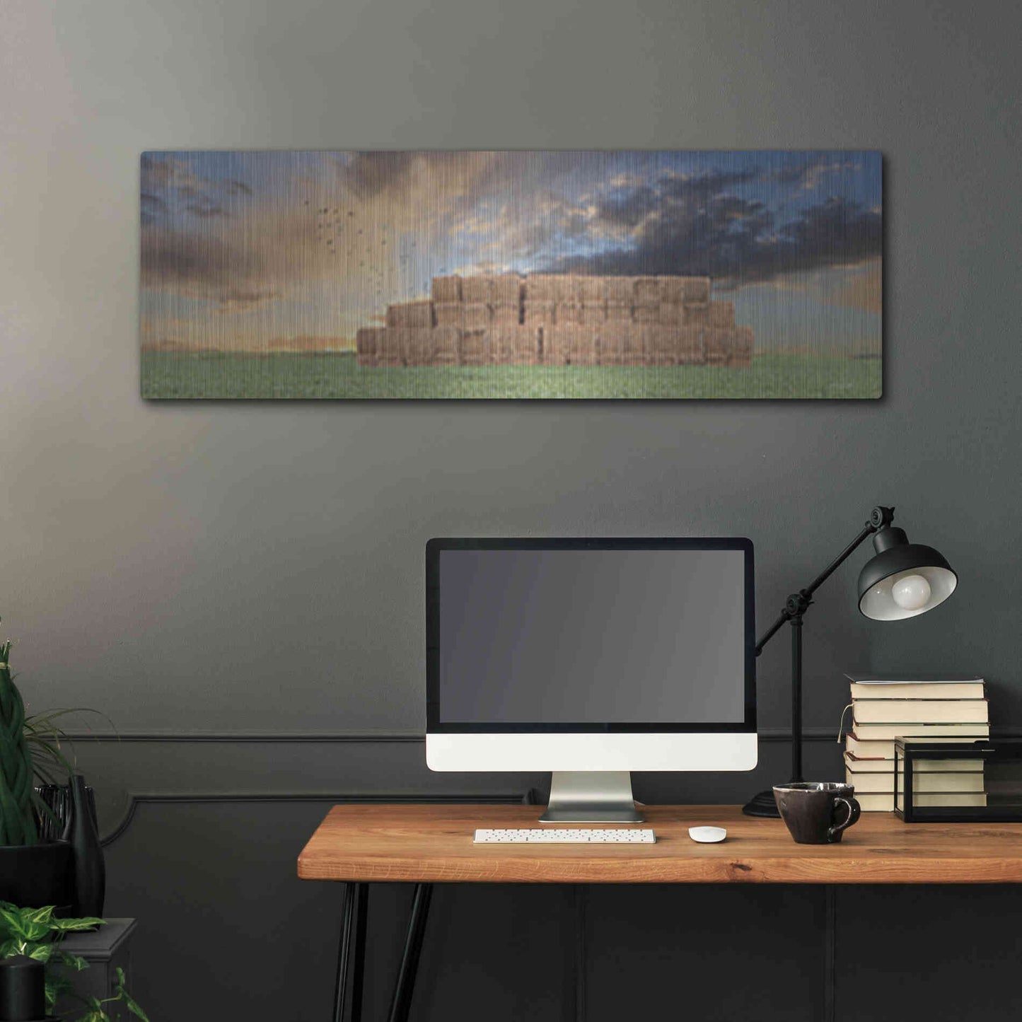 Luxe Metal Art 'Haystack Harvest' by Lori Deiter, Metal Wall Art,48x16