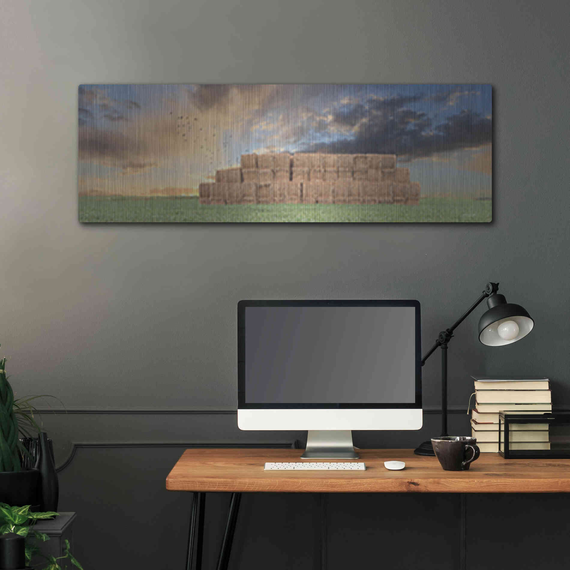 Luxe Metal Art 'Haystack Harvest' by Lori Deiter, Metal Wall Art,48x16