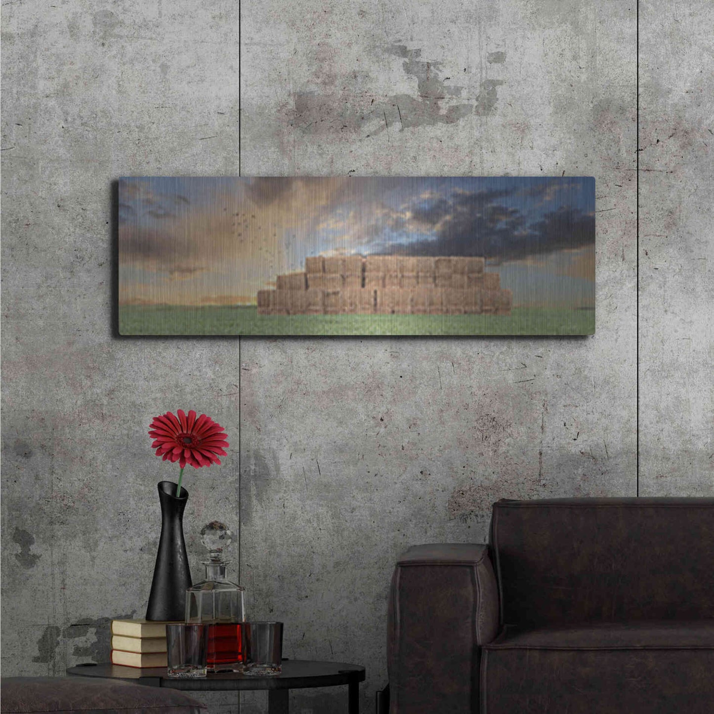 Luxe Metal Art 'Haystack Harvest' by Lori Deiter, Metal Wall Art,48x16