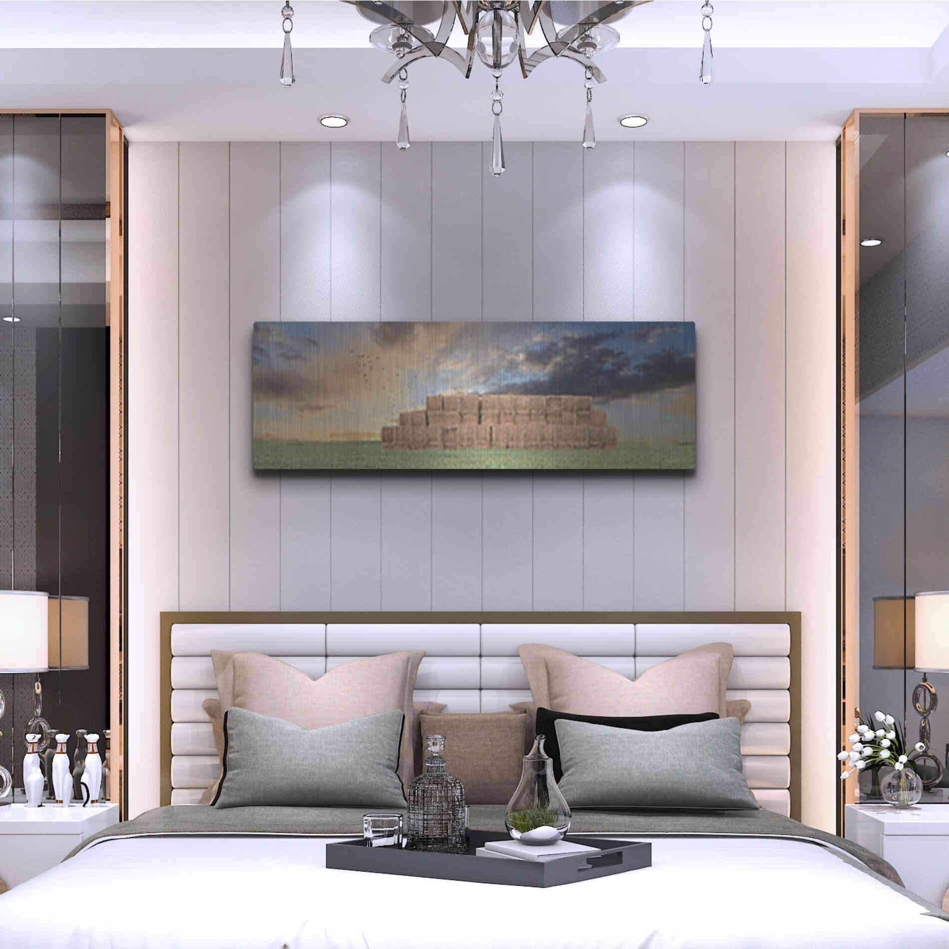 Luxe Metal Art 'Haystack Harvest' by Lori Deiter, Metal Wall Art,48x16