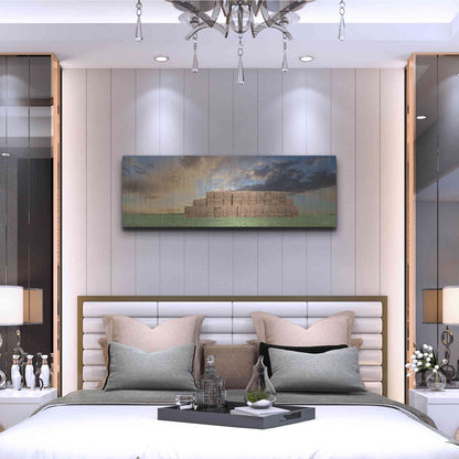 Luxe Metal Art 'Haystack Harvest' by Lori Deiter, Metal Wall Art,48x16