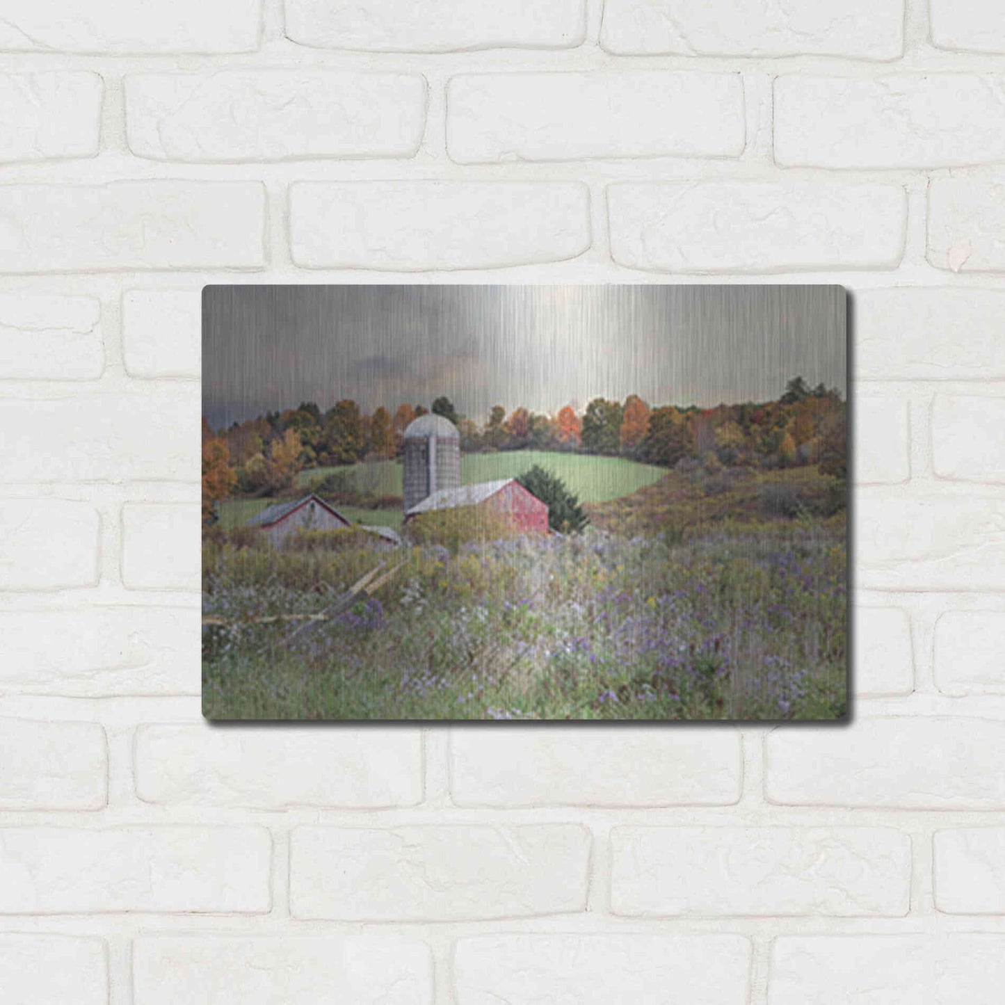 Luxe Metal Art 'Autumn Drive' by Lori Deiter, Metal Wall Art,16x12