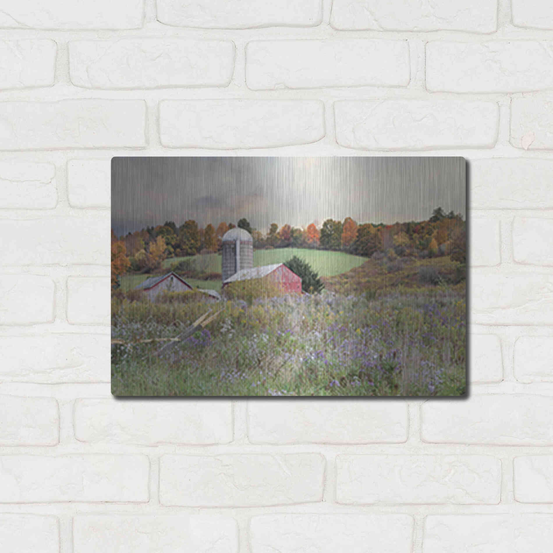 Luxe Metal Art 'Autumn Drive' by Lori Deiter, Metal Wall Art,16x12