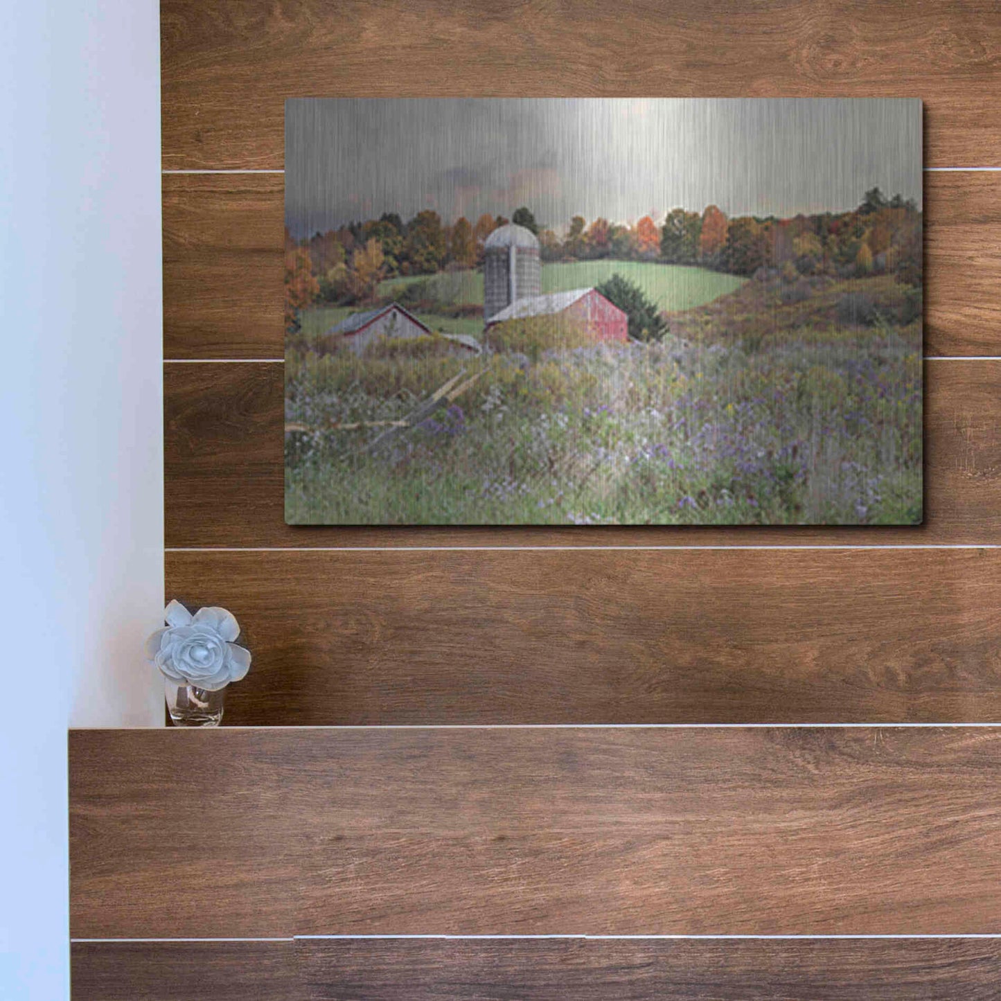 Luxe Metal Art 'Autumn Drive' by Lori Deiter, Metal Wall Art,16x12