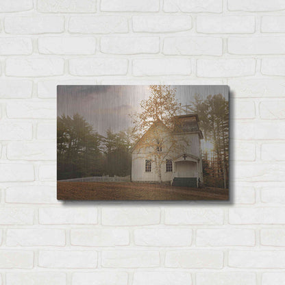 Luxe Metal Art 'Little White Church' by Lori Deiter, Metal Wall Art,24x16