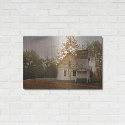 Luxe Metal Art 'Little White Church' by Lori Deiter, Metal Wall Art,36x24