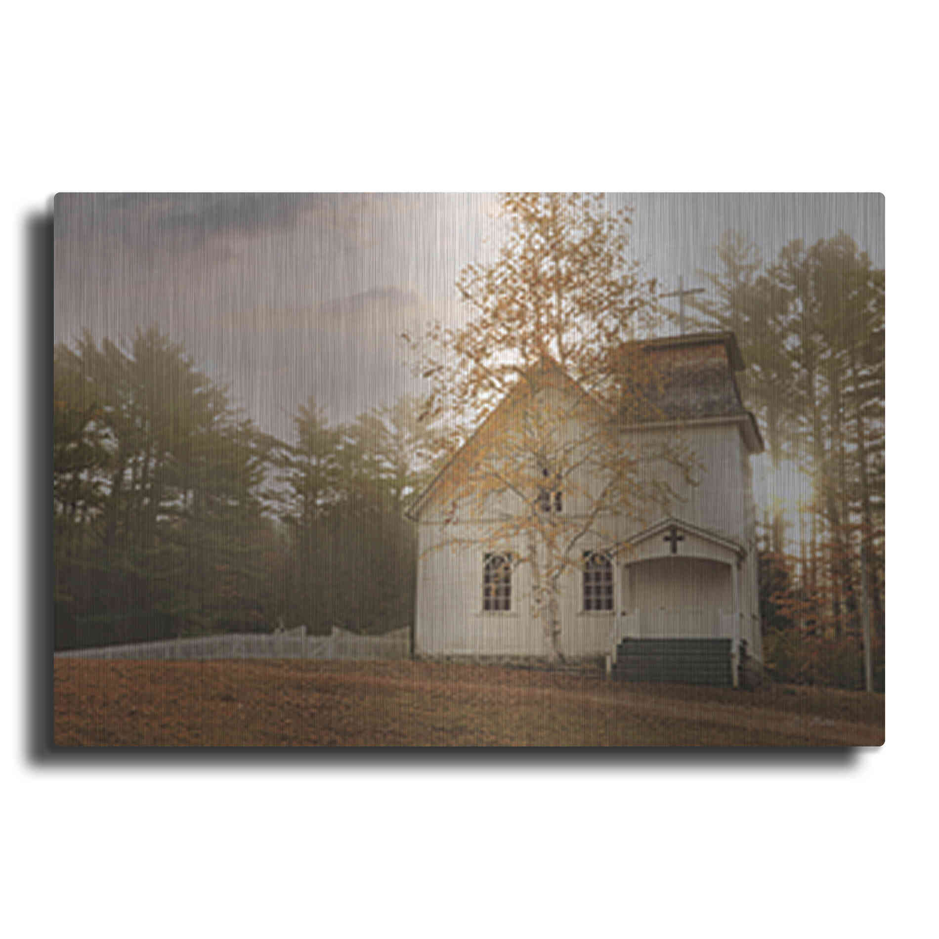 Luxe Metal Art 'Little White Church' by Lori Deiter, Metal Wall Art