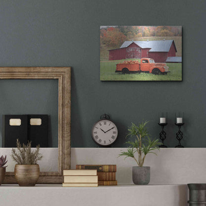 Luxe Metal Art 'Orange Pumpkin Truck' by Lori Deiter, Metal Wall Art,16x12