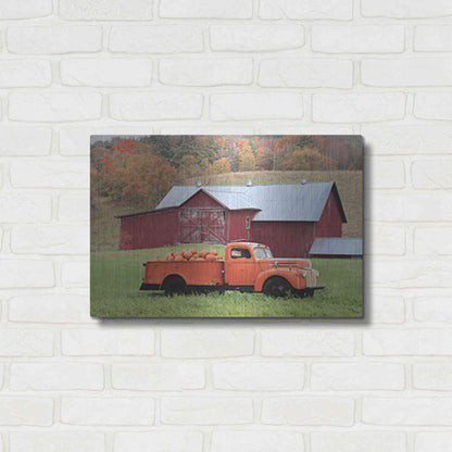 Luxe Metal Art 'Orange Pumpkin Truck' by Lori Deiter, Metal Wall Art,24x16