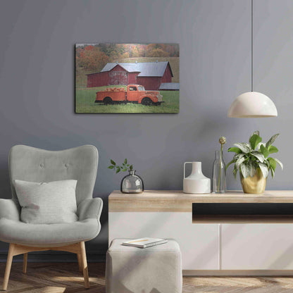 Luxe Metal Art 'Orange Pumpkin Truck' by Lori Deiter, Metal Wall Art,24x16