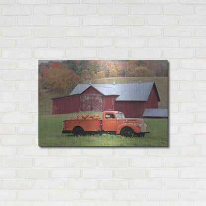 Luxe Metal Art 'Orange Pumpkin Truck' by Lori Deiter, Metal Wall Art,36x24