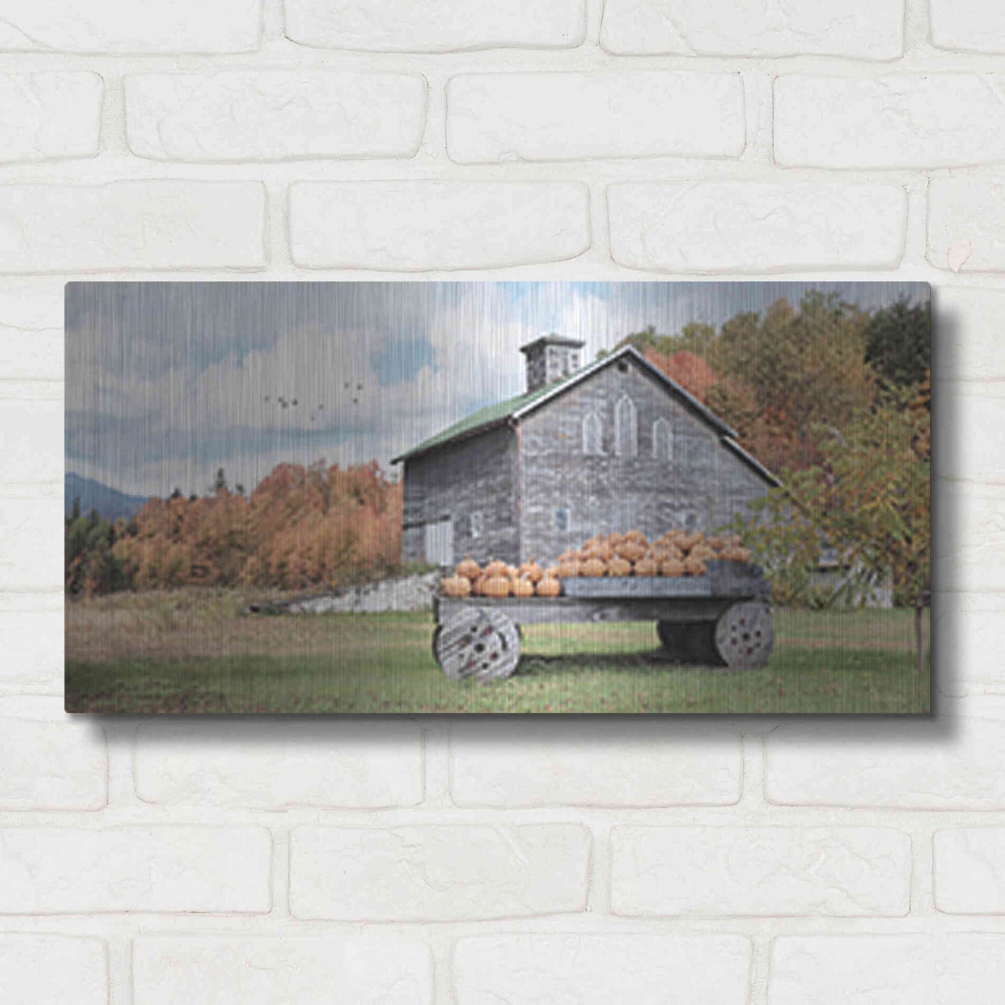 Luxe Metal Art 'Fall Roadside Market' by Lori Deiter, Metal Wall Art,24x12
