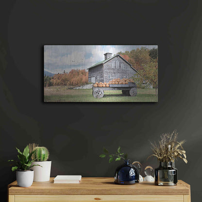 Luxe Metal Art 'Fall Roadside Market' by Lori Deiter, Metal Wall Art,24x12