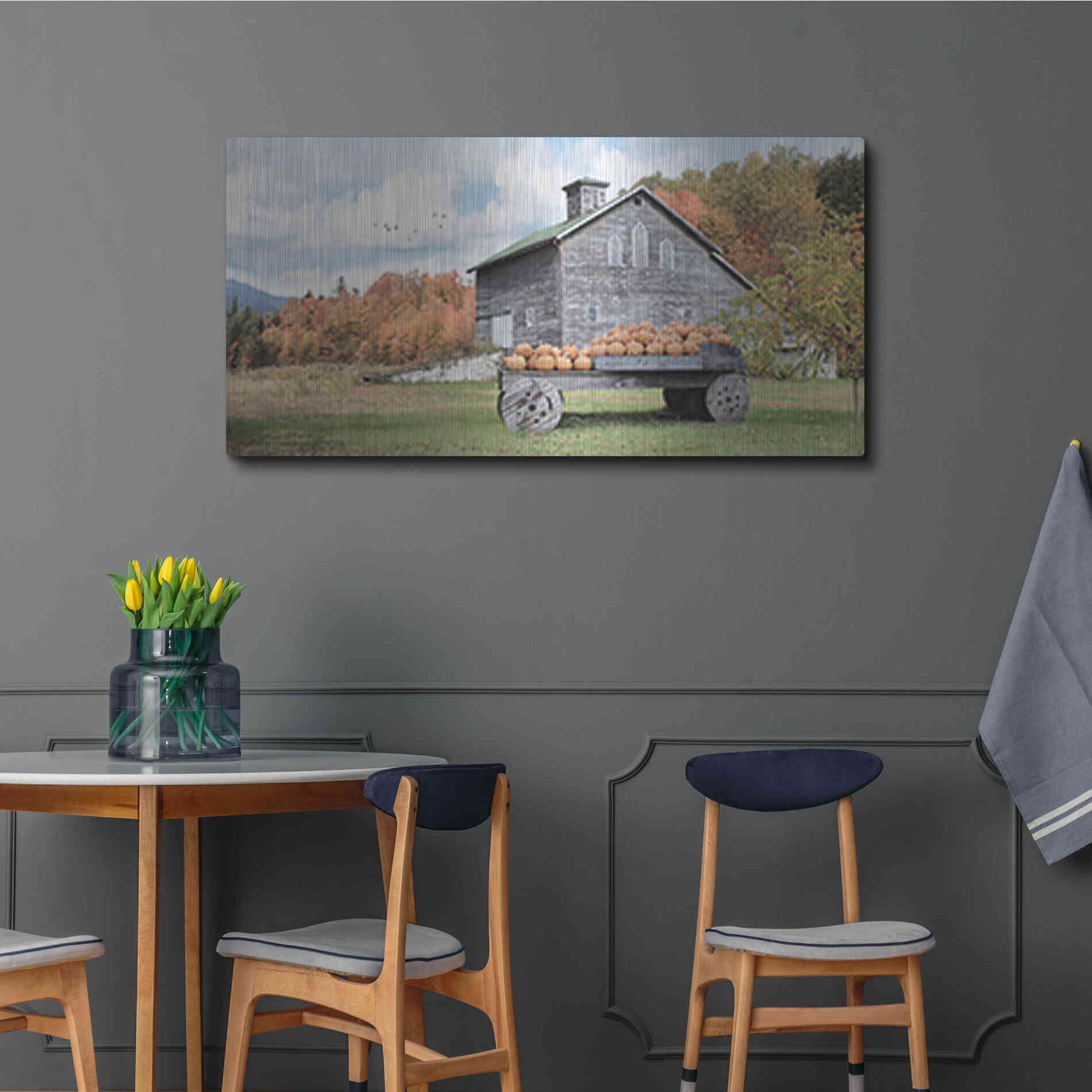 Luxe Metal Art 'Fall Roadside Market' by Lori Deiter, Metal Wall Art,48x24