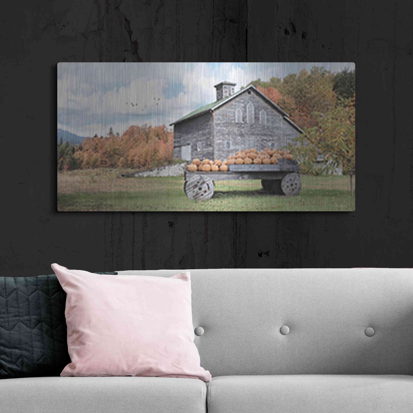Luxe Metal Art 'Fall Roadside Market' by Lori Deiter, Metal Wall Art,48x24