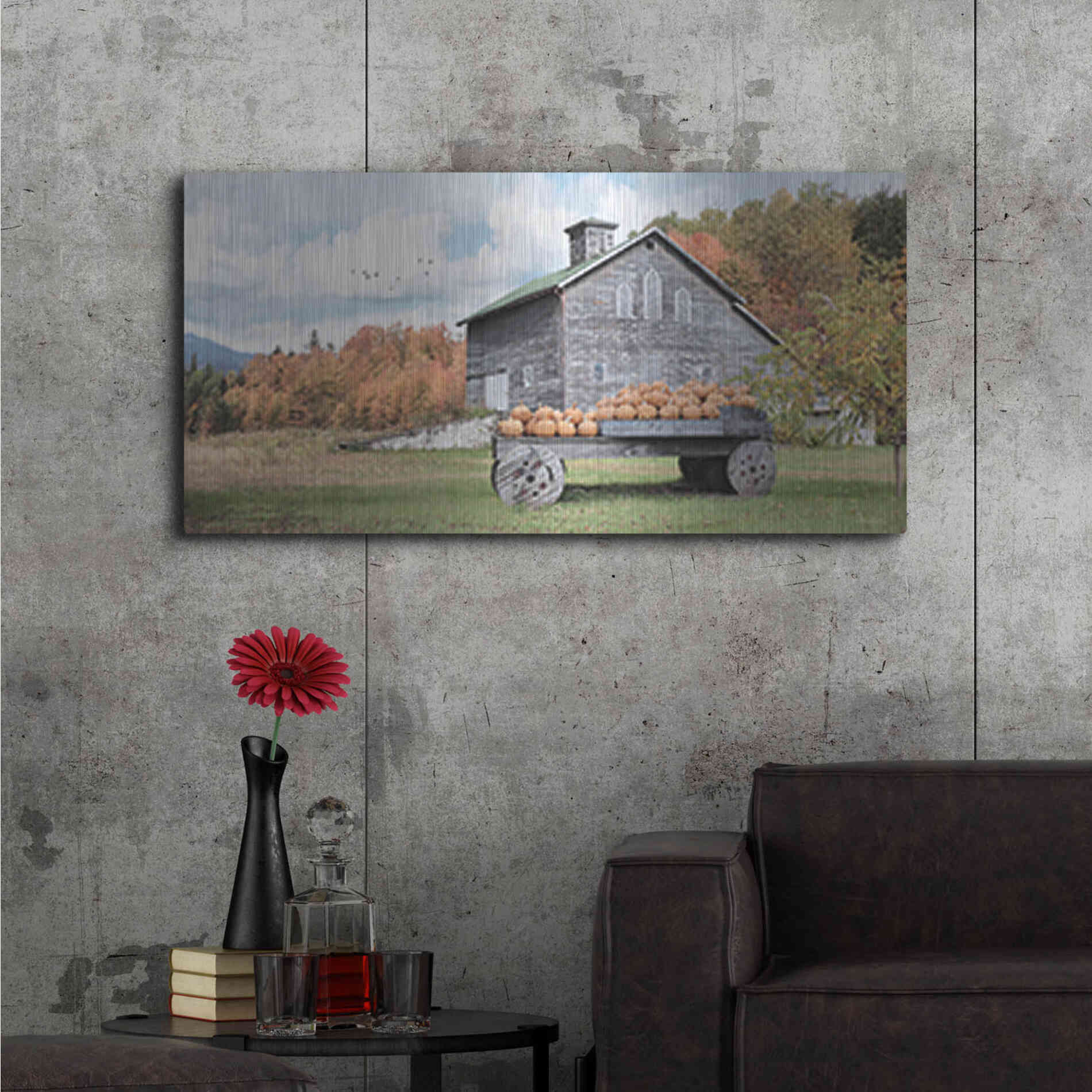 Luxe Metal Art 'Fall Roadside Market' by Lori Deiter, Metal Wall Art,48x24