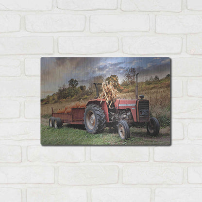 Luxe Metal Art 'Pumpkin Harvest Tractor' by Lori Deiter, Metal Wall Art,16x12