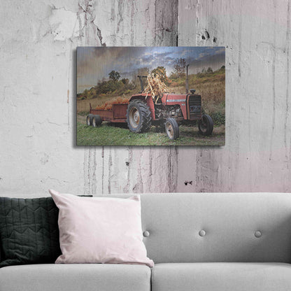Luxe Metal Art 'Pumpkin Harvest Tractor' by Lori Deiter, Metal Wall Art,36x24