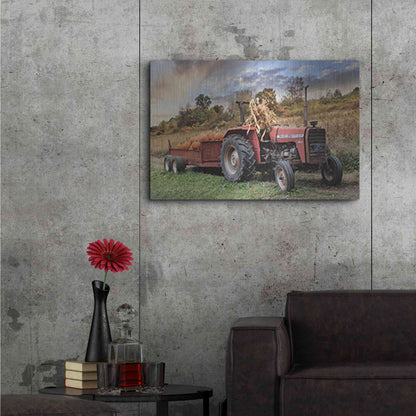 Luxe Metal Art 'Pumpkin Harvest Tractor' by Lori Deiter, Metal Wall Art,36x24