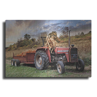 Luxe Metal Art 'Pumpkin Harvest Tractor' by Lori Deiter, Metal Wall Art