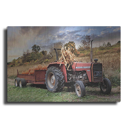 Luxe Metal Art 'Pumpkin Harvest Tractor' by Lori Deiter, Metal Wall Art